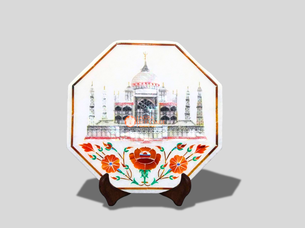 Marble Wall Decor Tile Taj Mahal Inlaid Gemstone Art